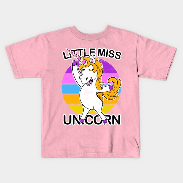 Little Miss Unicorn Kids T-Shirt by Tezatoons